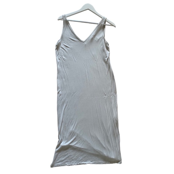 H&M Basics Soft Grey Casual Maxi Dress Size Small, Long Sleeveless Cotton Dress - Picture 1 of 6